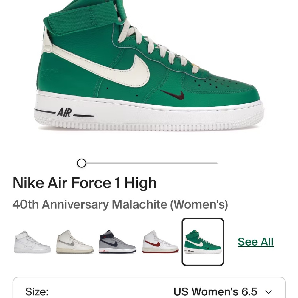 Nike Air Force 1 Green and White High-Top Sneakers - Picture 4 of 5